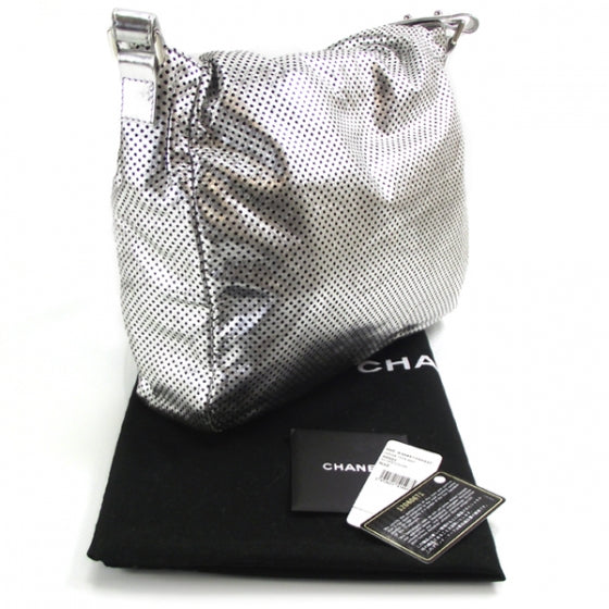 Chanel Metallic Glazed Calfskin Perforated Medium Rodeo Drive Tote Silver 3 of 12