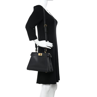 Fendi Vitello Seta Nappa Bi-Color Small Peekaboo I SEE U Satchel Black Light Rose Tortora 2 of 11