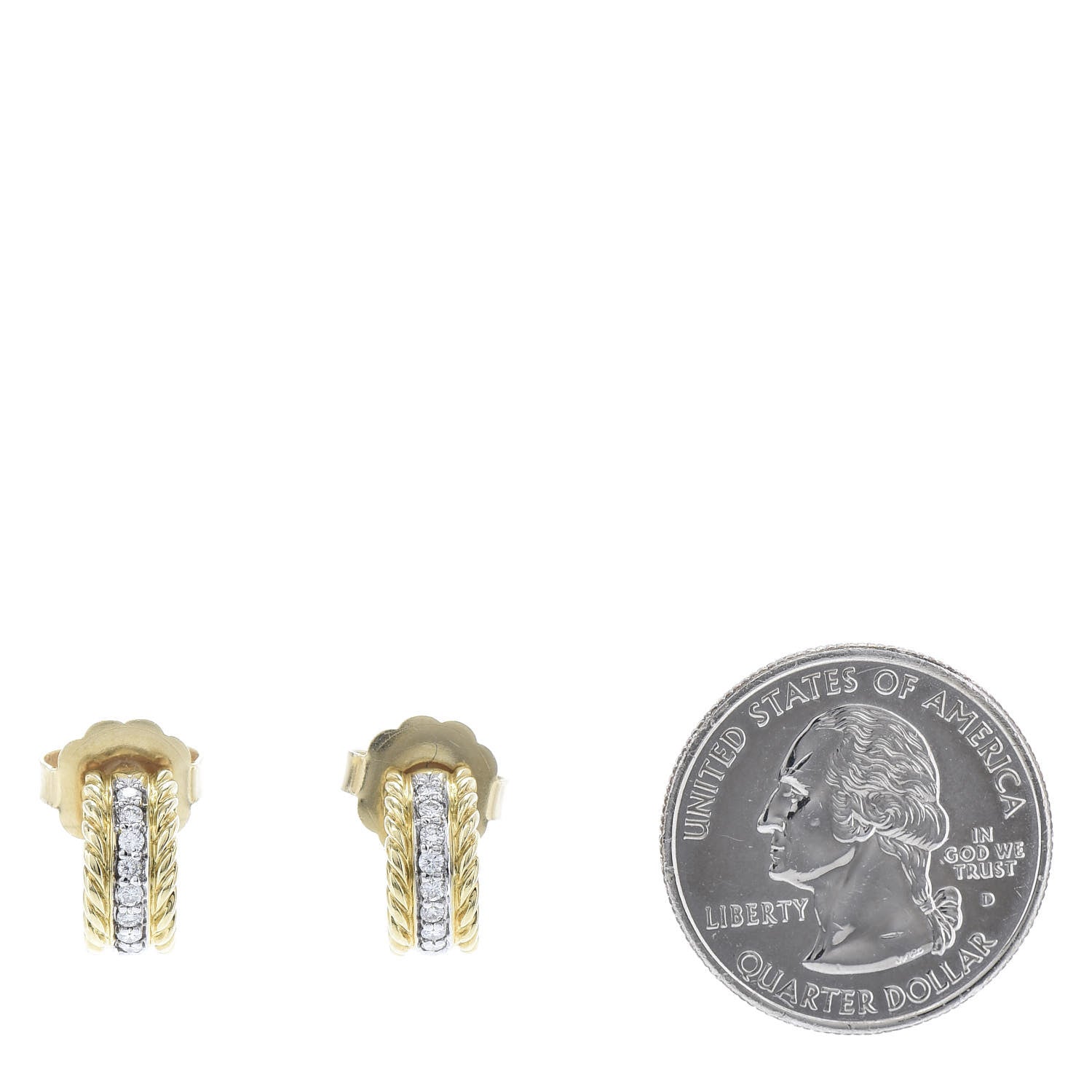 David Yurman 18K Yellow Gold Diamond Cable Classics Earrings 2 of 4