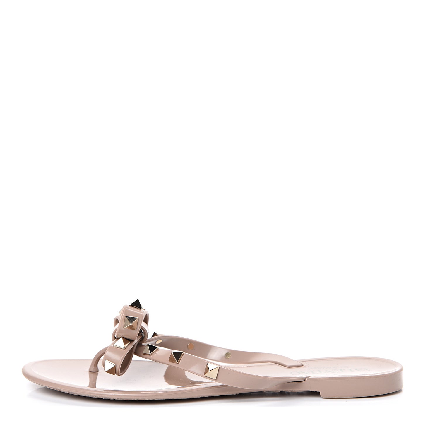PVC Jelly Rockstud Bow Thong Sandals 36 Poudre