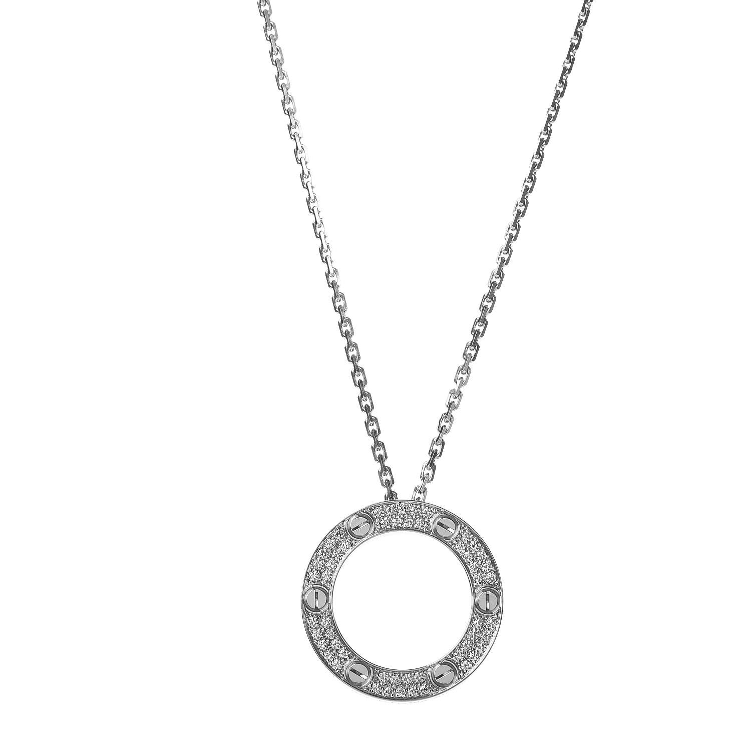 Cartier 18K White Gold Diamond LOVE Paved Necklace 1 of 8