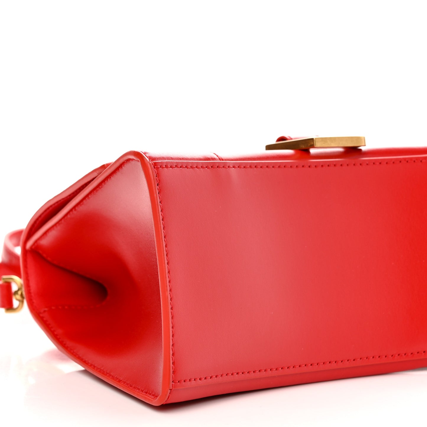 Shiny Box Calfskin Small Hourglass Top Handle Bag Bright Red