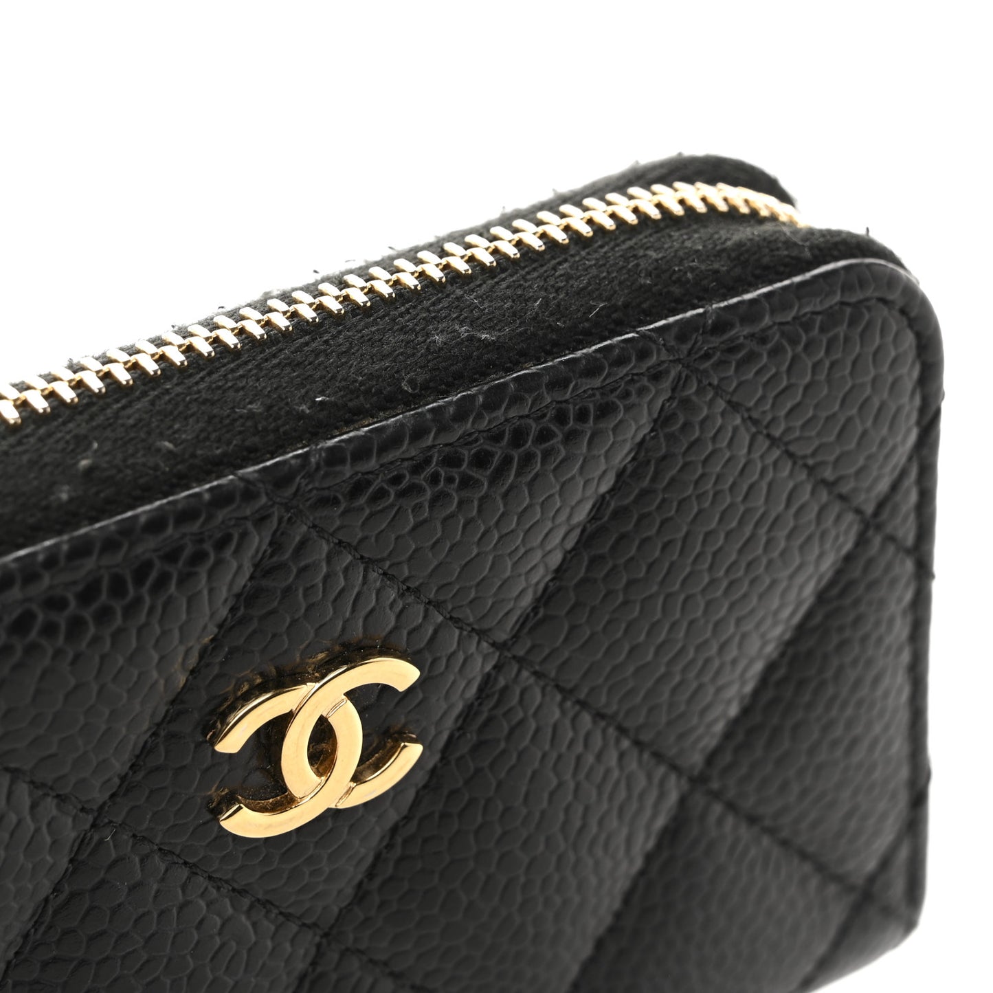 Caviar Quilted Zip Coin Purse Black