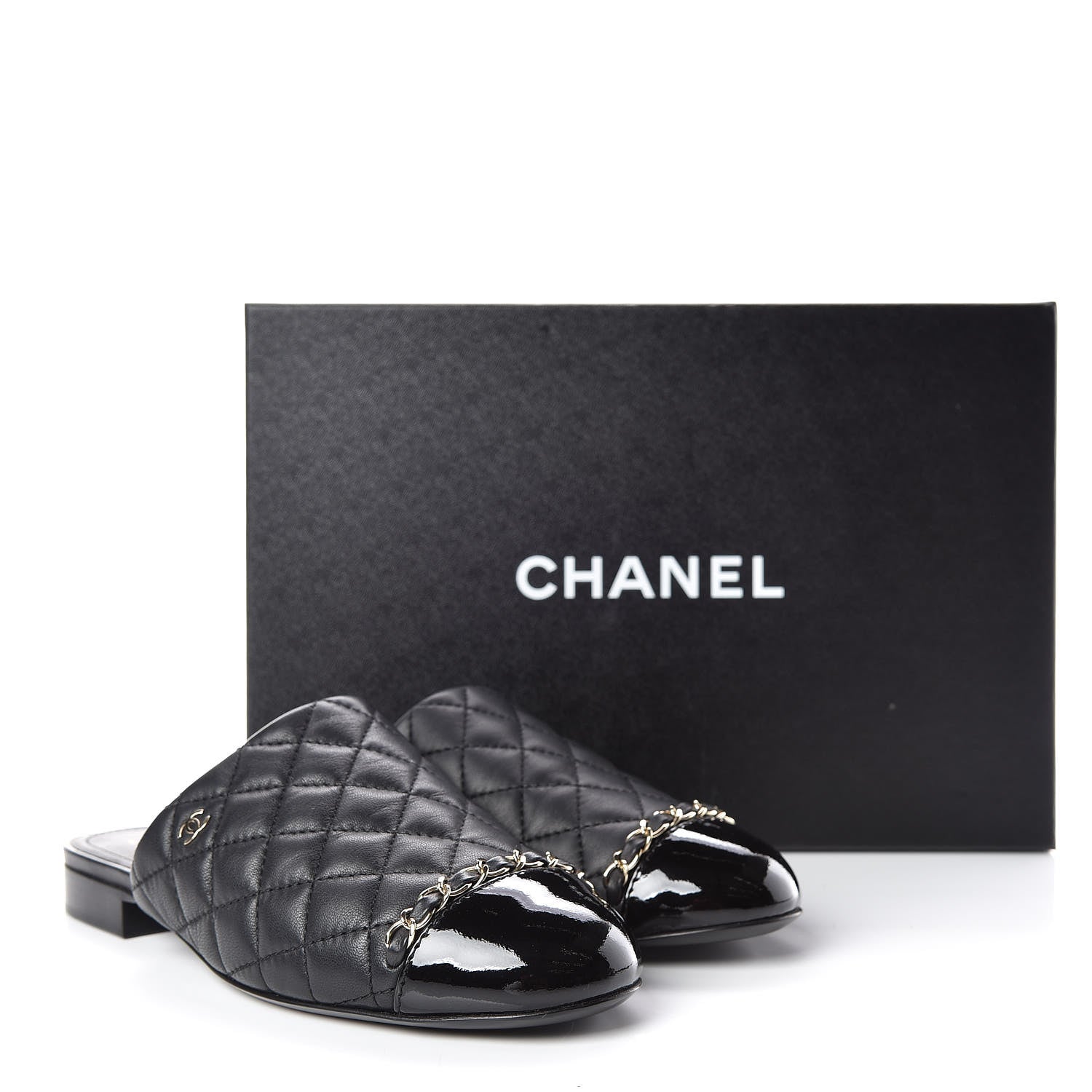 Chanel Lambskin Quilted Chain Mules 36 Black 9 of 9