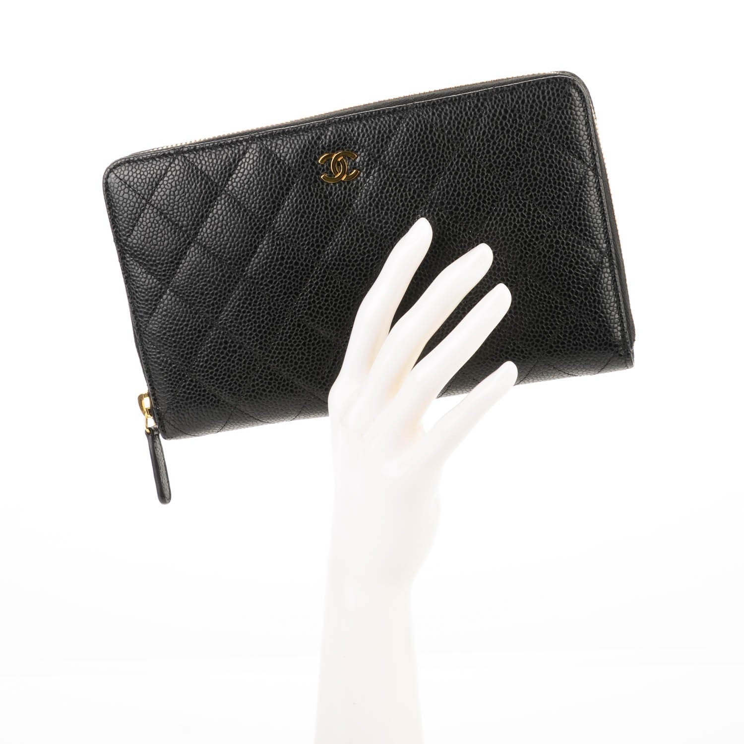 Chanel Caviar Quilted Large Zip Around Organizer Wallet Black 2 of 8