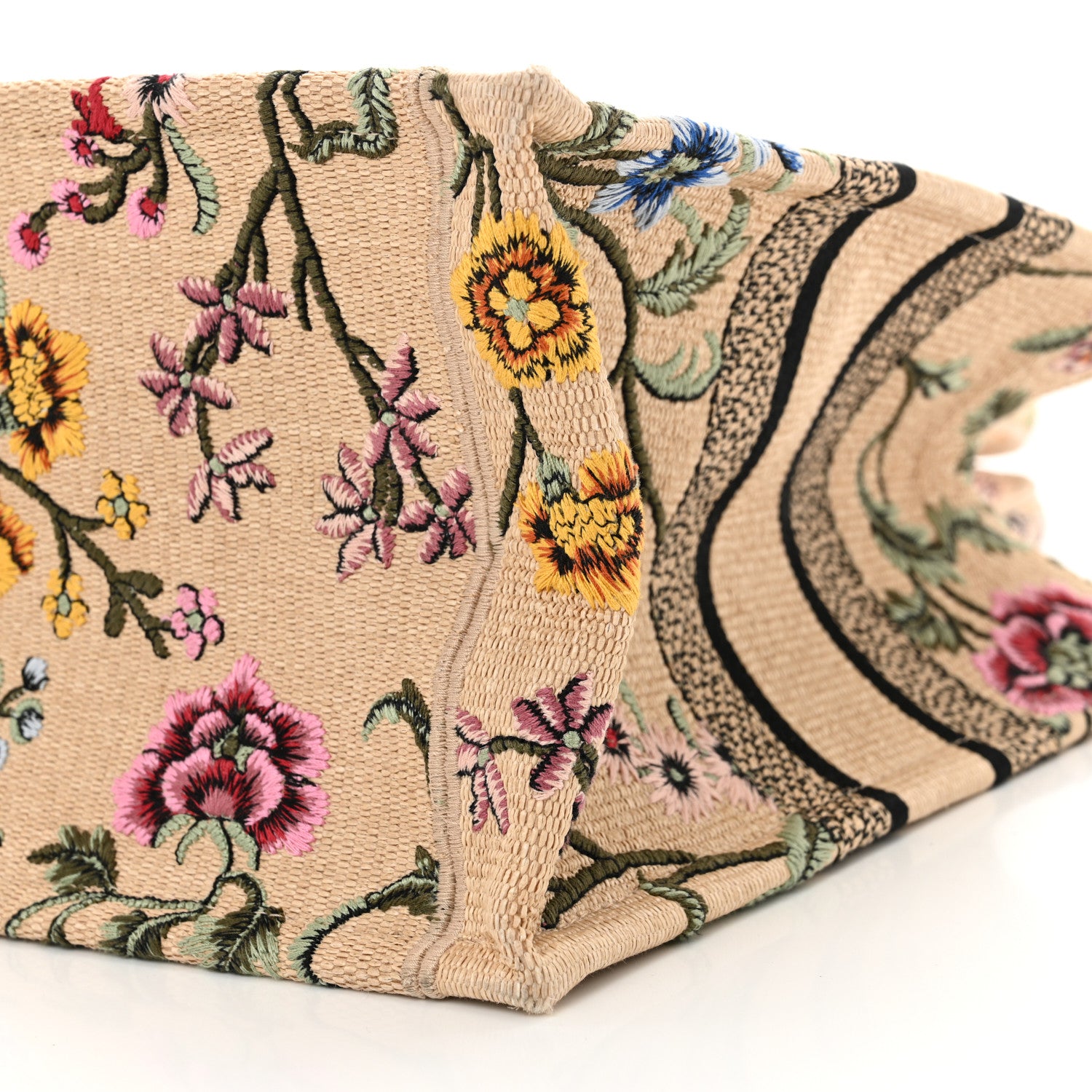 Christian Dior Raffia Embroidered Petites Fleurs Medium Book Tote Natural 10 of 12