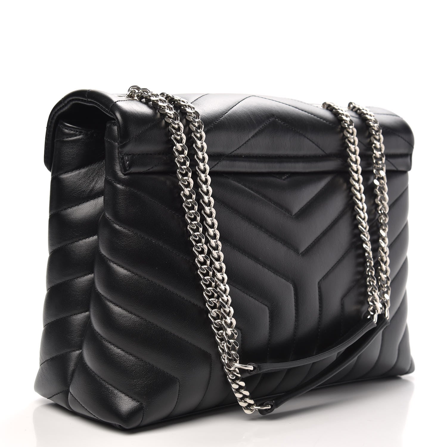 Saint Laurent Calfskin Y Quilted Monogram Medium Loulou Chain Satchel Black 3 of 9