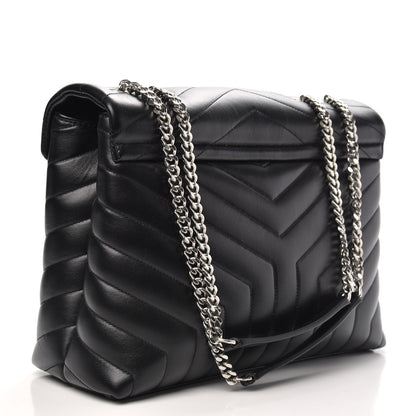 Saint Laurent Calfskin Y Quilted Monogram Medium Loulou Chain Satchel Black 3 of 9