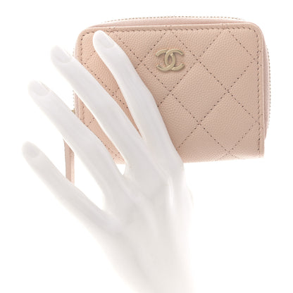 Chanel Caviar Quilted Compact Zipped Wallet Beige 2 of 9