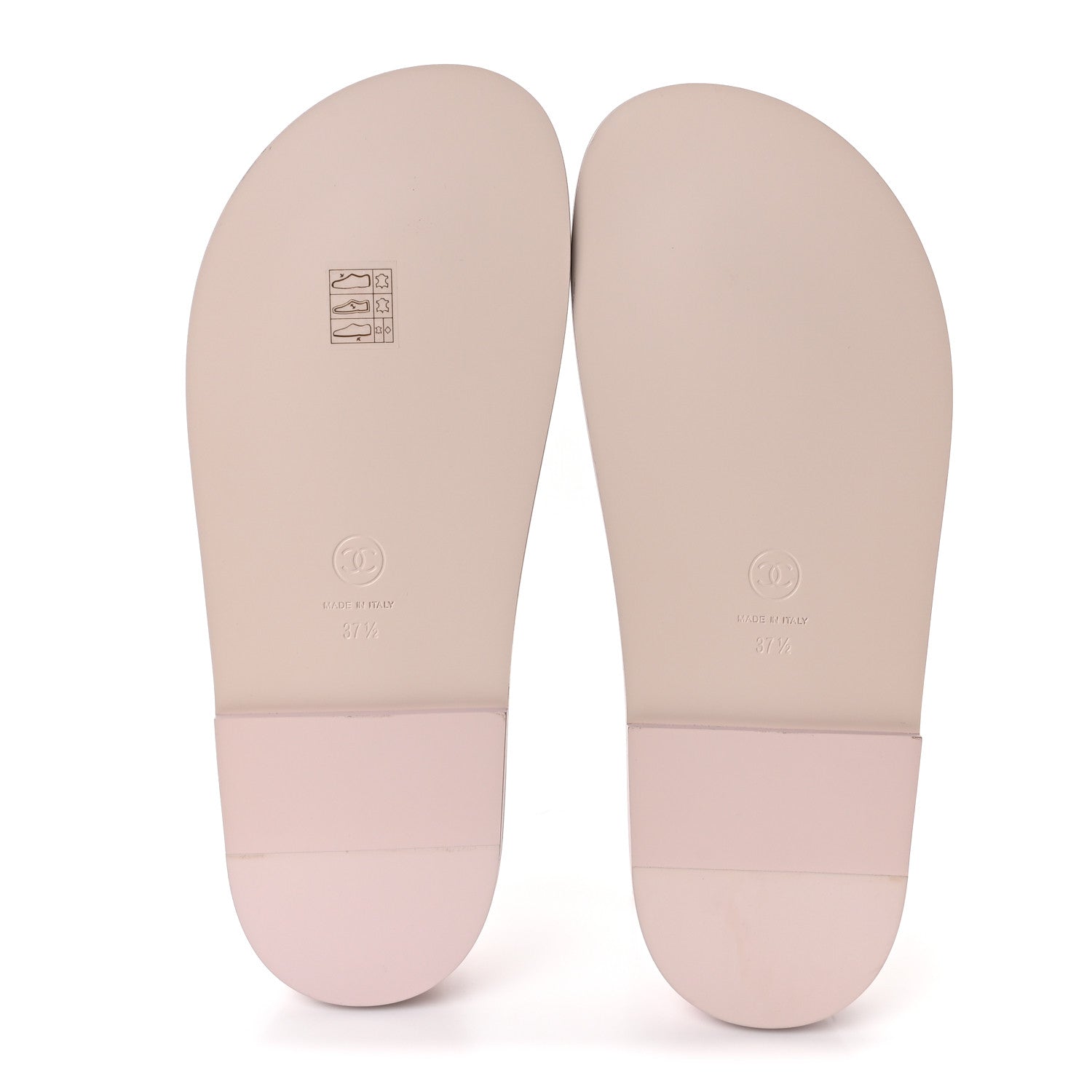 Chanel Shiny Calfskin Quilted Velcro Dad Crystal CC Slide Sandals 37.5 Light Pink 6 of 10