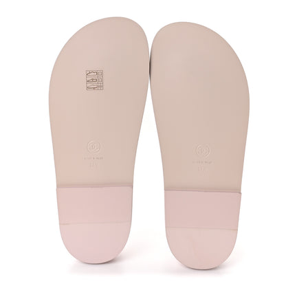 Chanel Shiny Calfskin Quilted Velcro Dad Crystal CC Slide Sandals 37.5 Light Pink 6 of 10