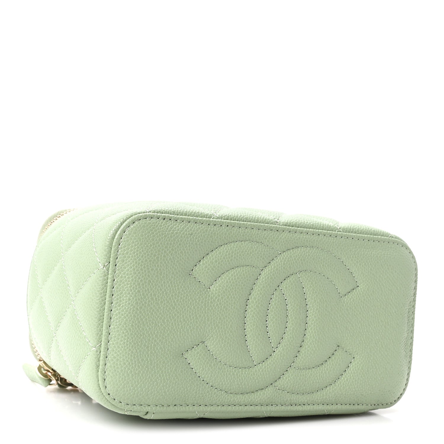 Chanel Caviar Quilted Small Vanity Case With Chain Light Green 4 of 11