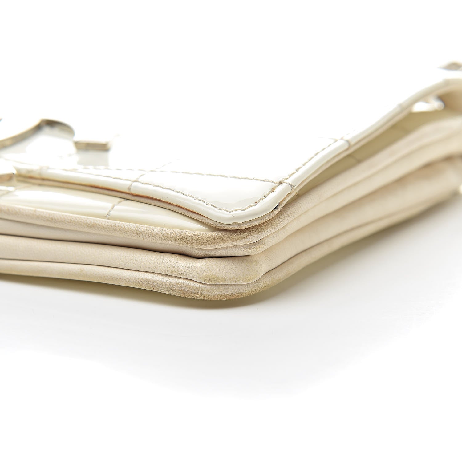 Chanel Patent Square Stitched CC Flap Clutch White 10 of 21