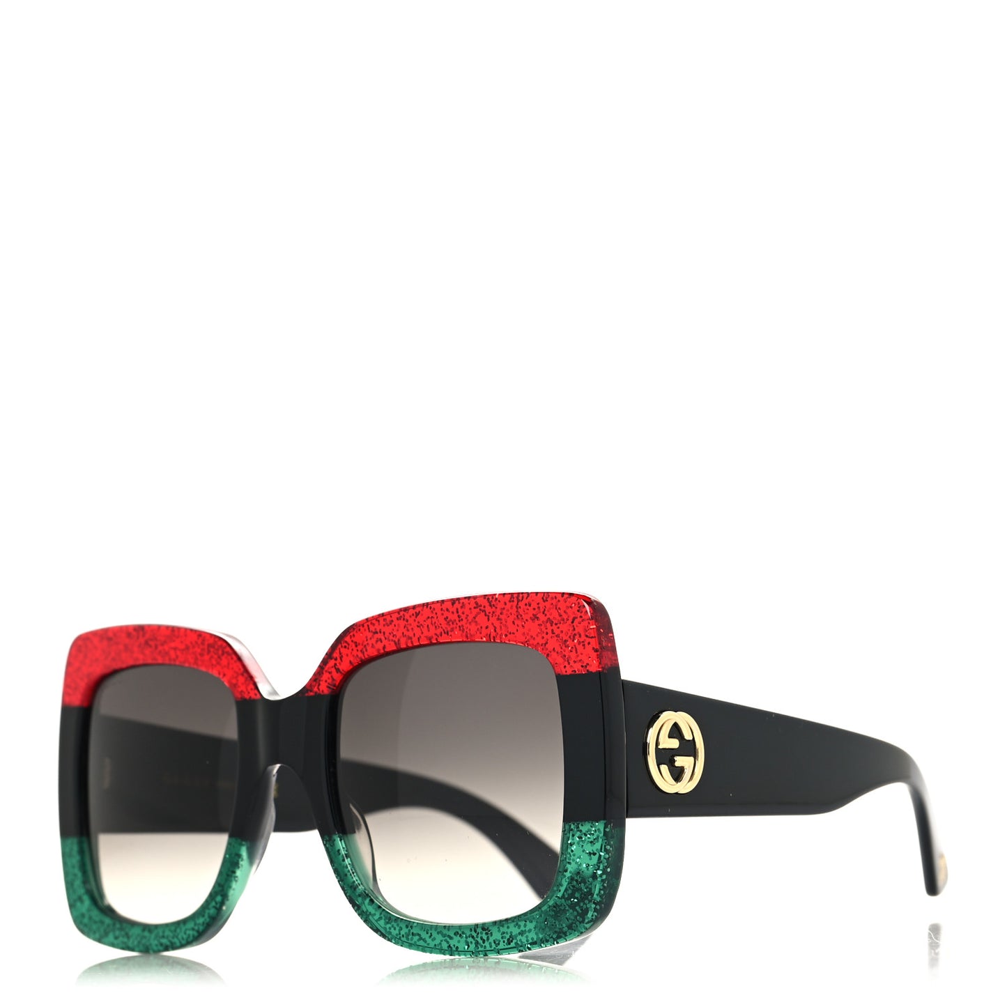 Acetate Square Frame Sunglasses GG0083S Glitter Red Black Green
