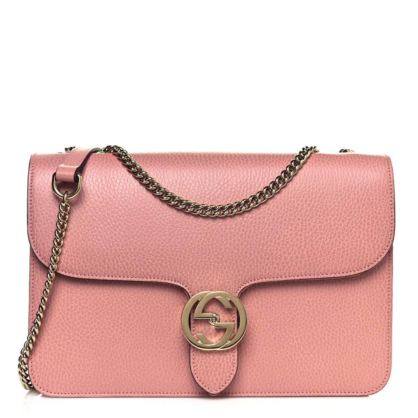 Dollar Calfskin Interlocking G Shoulder Bag Soft Pink