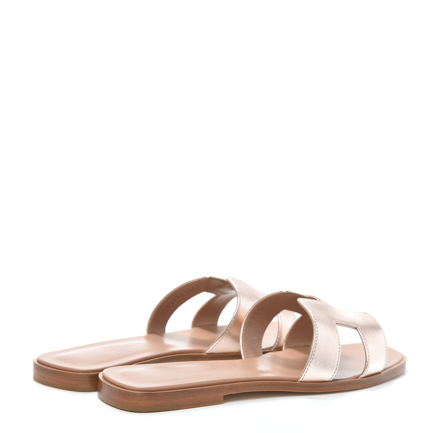 Hermes Metallic Nappa Oran Sandals 40 Rose Dore 4 of 7