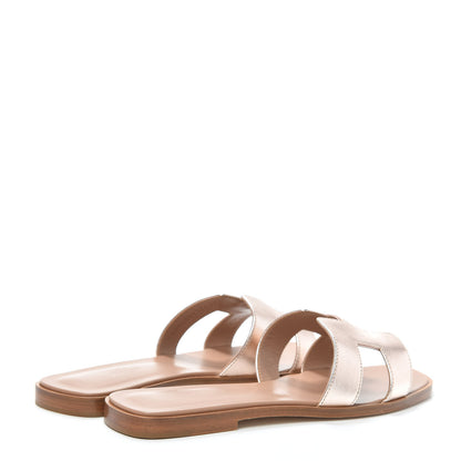 Hermes Metallic Nappa Oran Sandals 40 Rose Dore 4 of 7