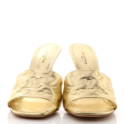 Louis Vuitton Metallic Lambskin Embossed Monogram Revival High Heel Mules 39.5 Gold 2 of 11