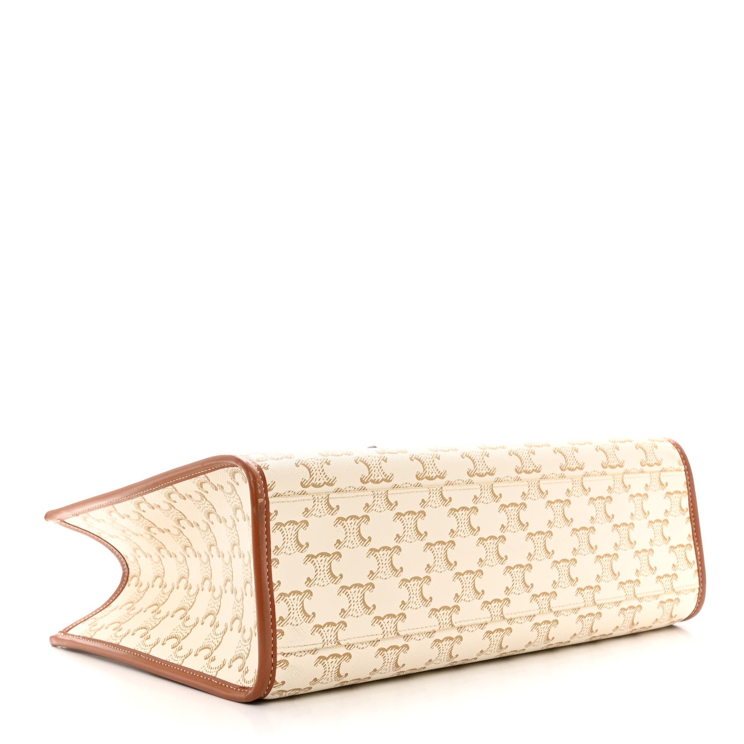 Celine Triomphe Canvas Calfskin Mini Horizontal Cabas White 4 of 9