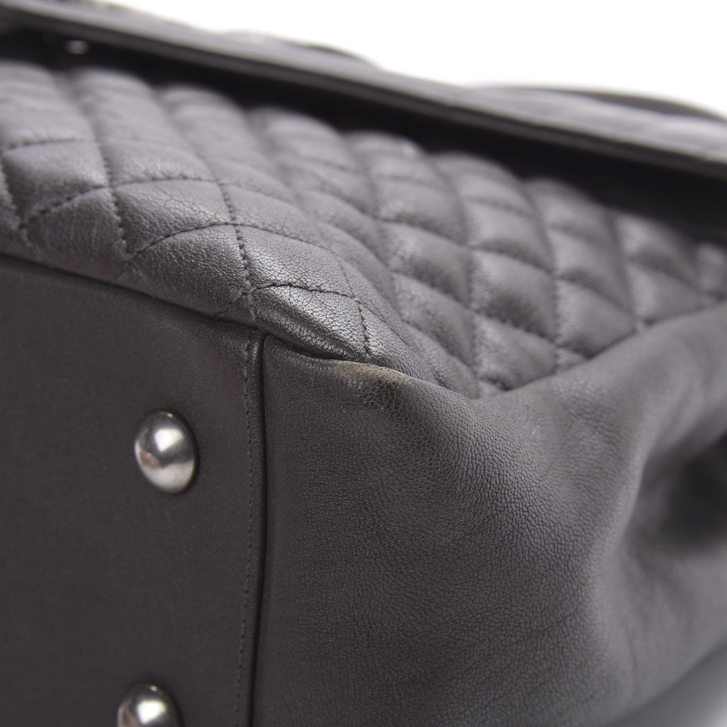 Sheepskin Tri-quilt Monogram Large College Satchel Asphalt