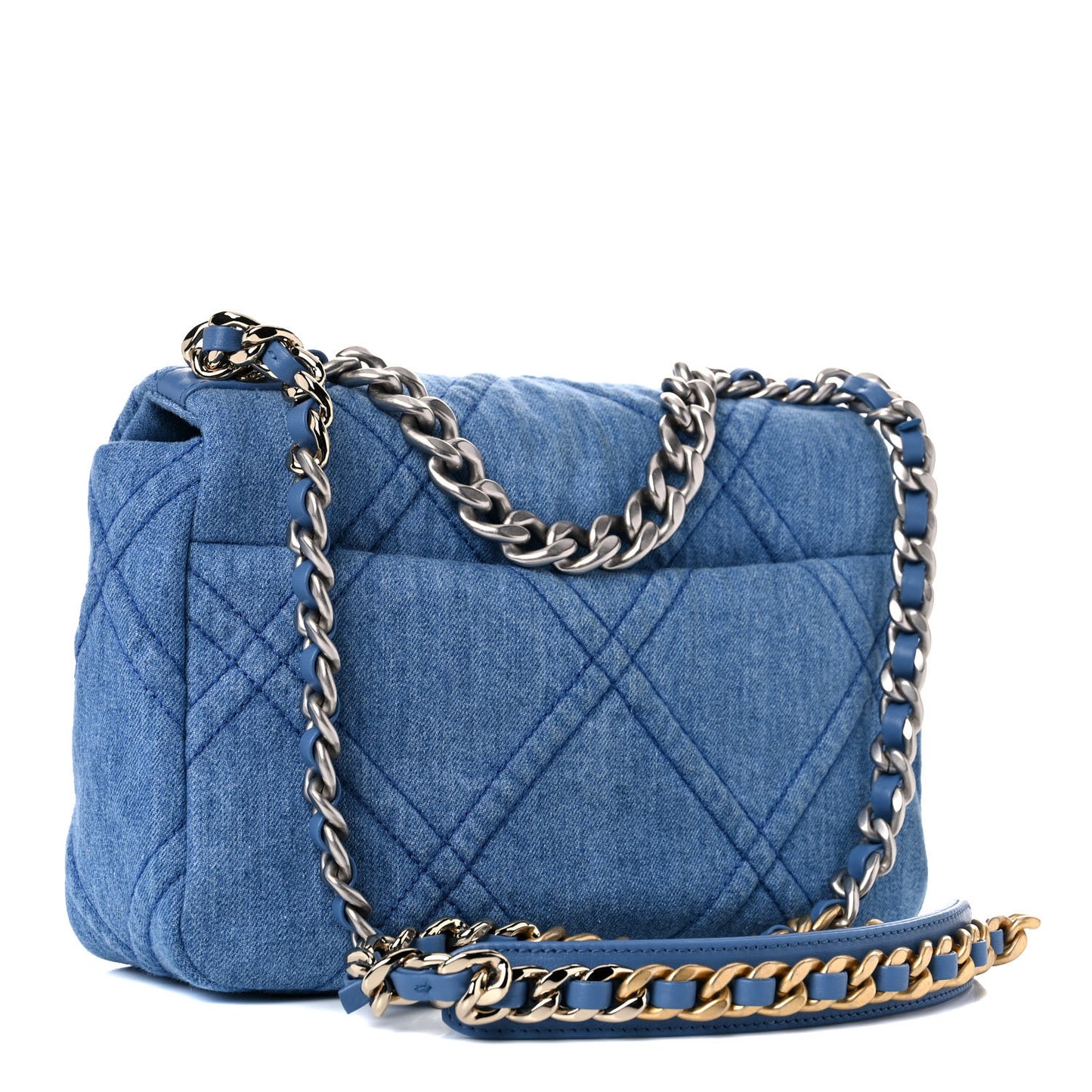 Denim Quilted Medium Chanel 19 Flap Blue
