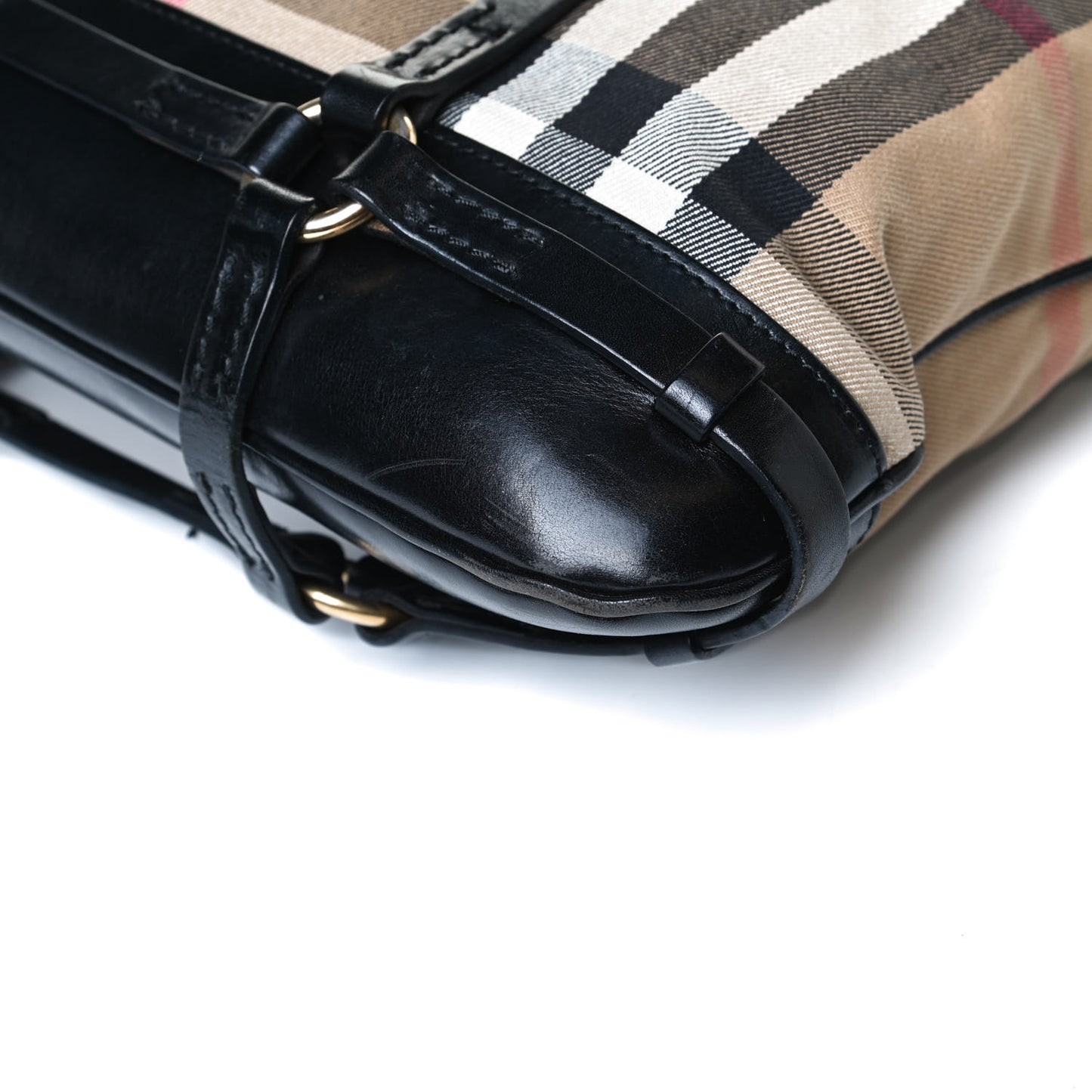 House Check Bridle Calfskin Tote Black