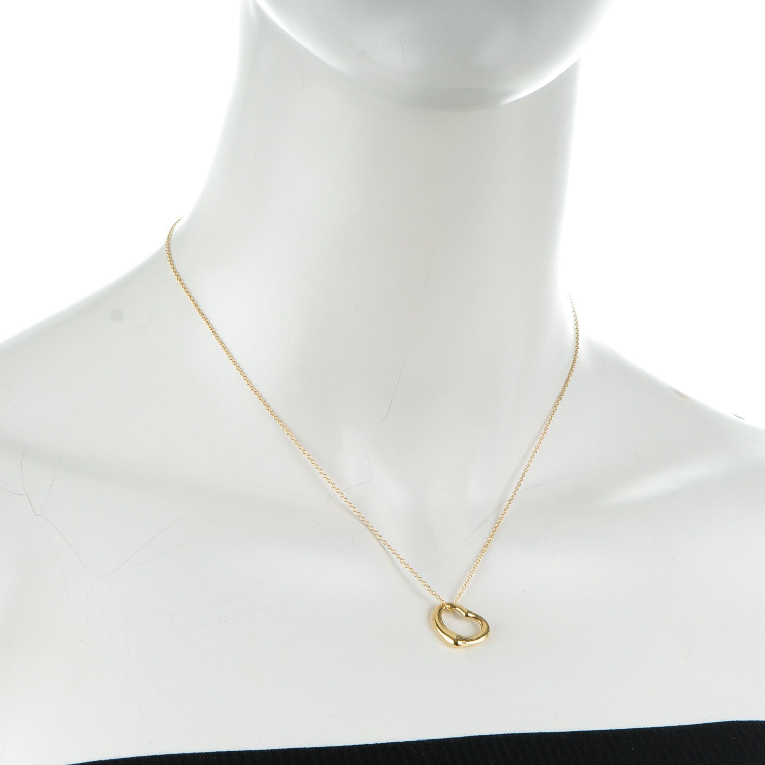 Tiffany 18K Yellow Gold Elsa Peretti Small Open Heart Pendant Necklace 2 of 6