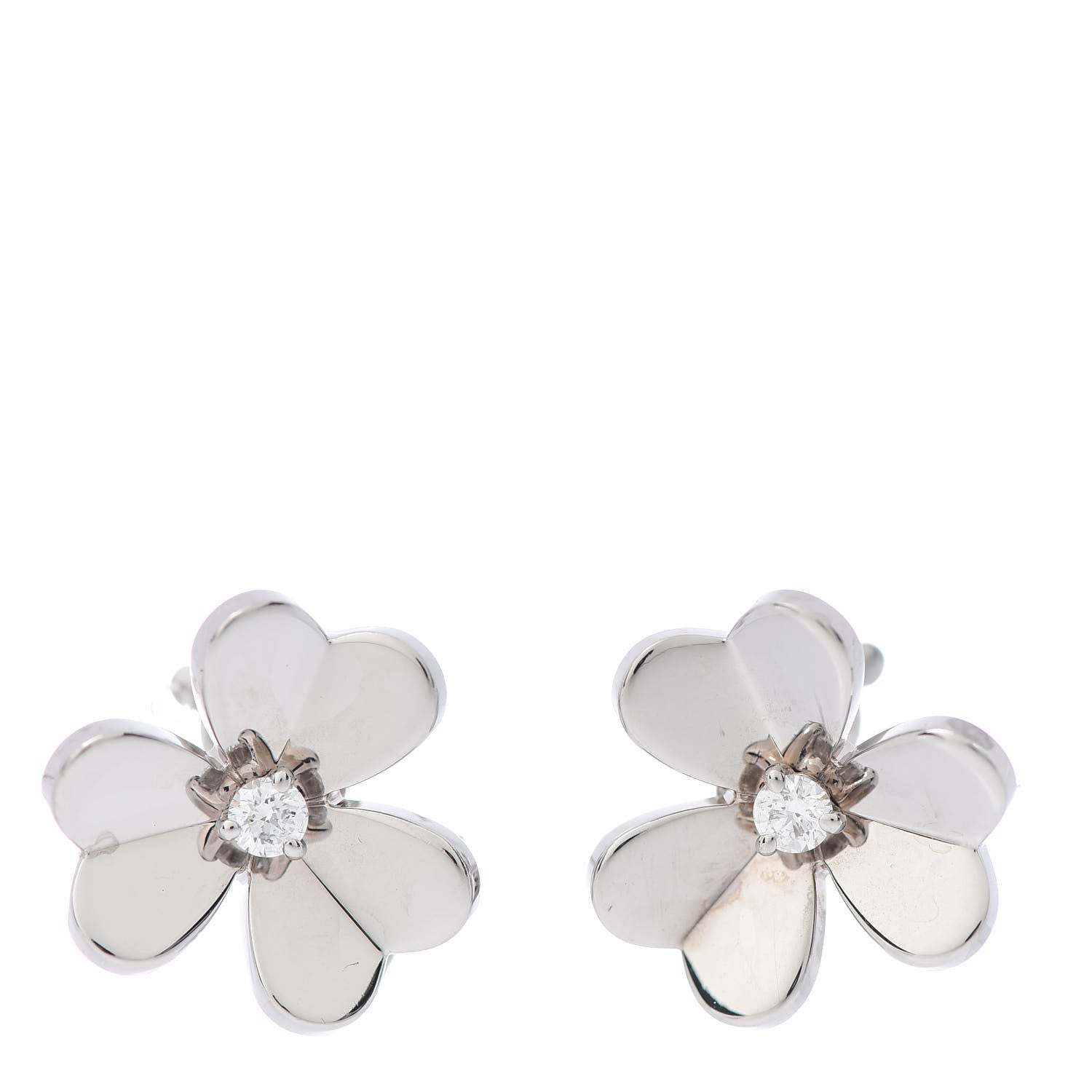 Van Cleef & Arpels 18K White Gold Diamond Small Frivole Earrings 1 of 5