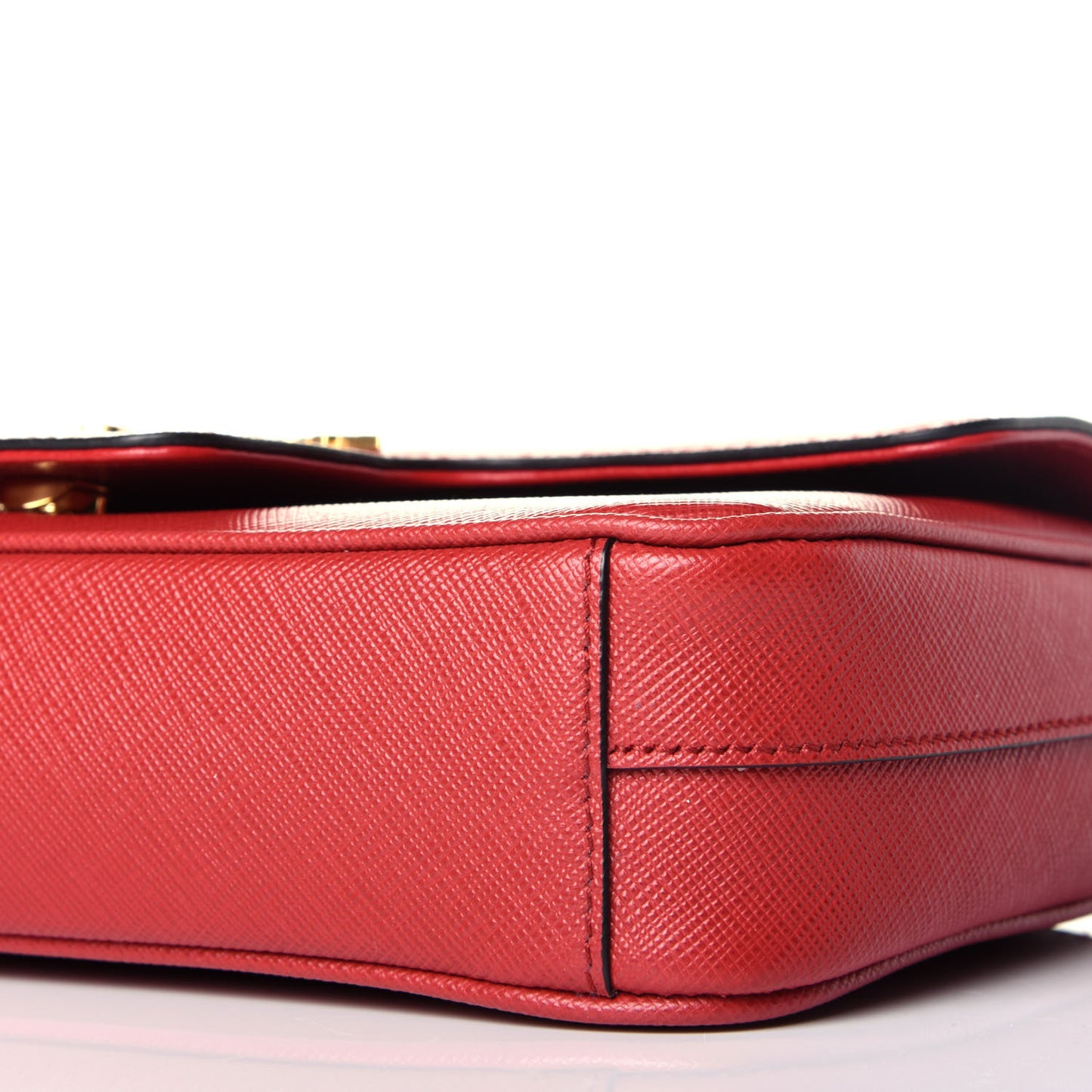 Saffiano Pattina Chain Crossbody Bag Fuoco