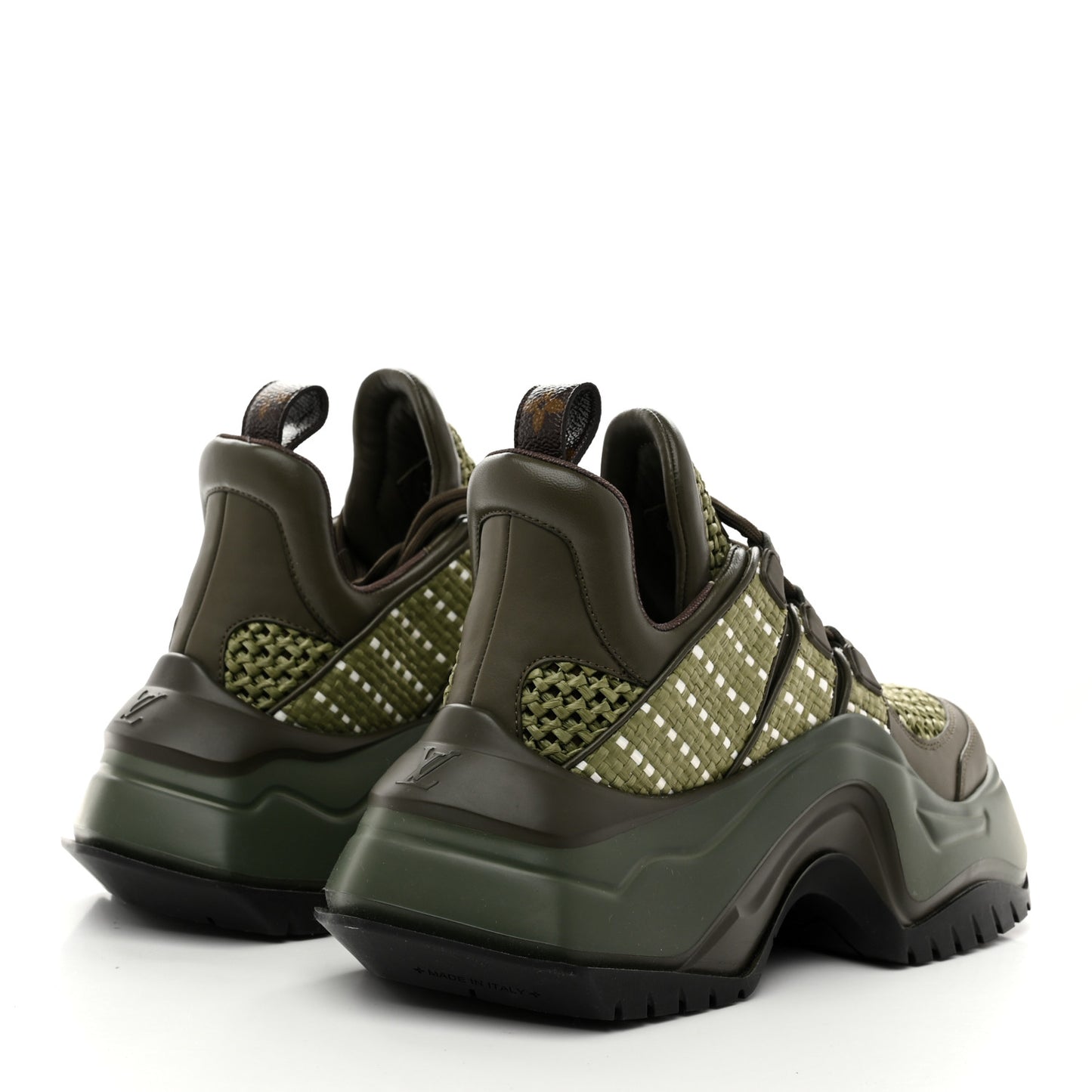 Calfskin Raffia LV Archlight 2.0 Platform Sneakers 37 Kaki