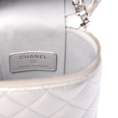 Chanel Metallic Lambskin Quilted Phone Holder With Chain Silver 6 of 10