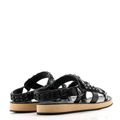 Chanel Lambskin Chain Sandals 39.5 Black 4 of 9