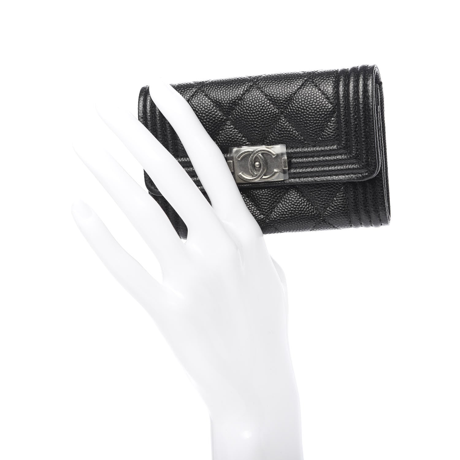Chanel Caviar Quilted Boy Flap Card Holder Black 2 of 9
