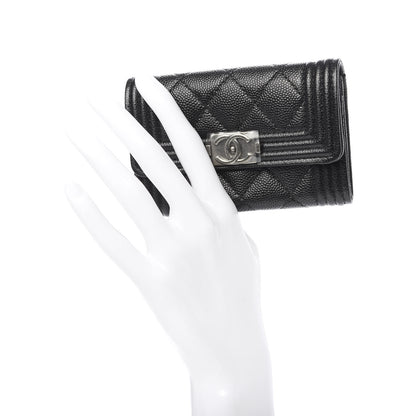Chanel Caviar Quilted Boy Flap Card Holder Black 2 of 9