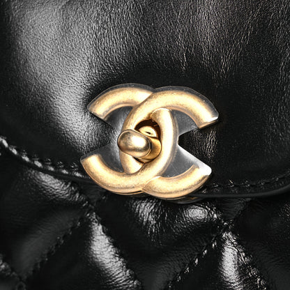 Chanel Shiny Aged Calfskin Quilted Nano Kelly Shopper Black 11 of 12