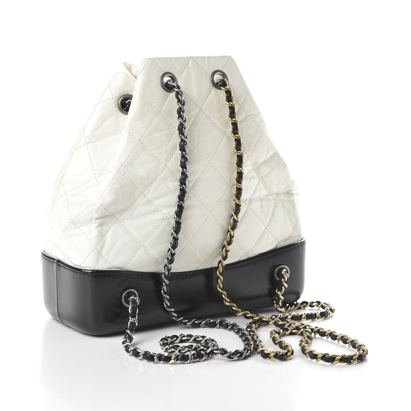 Aged Calfskin Quilted Small Gabrielle Backpack Black White