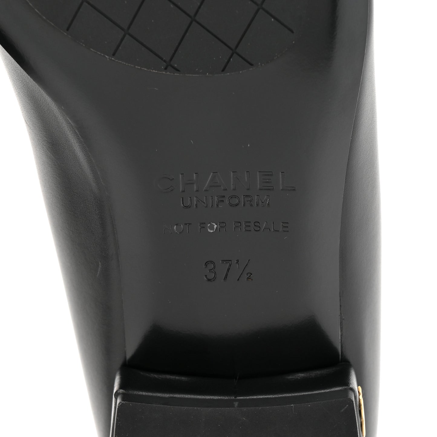 Lambskin Cap Toe CC Uniform Ballerina Flats 37.5 Black