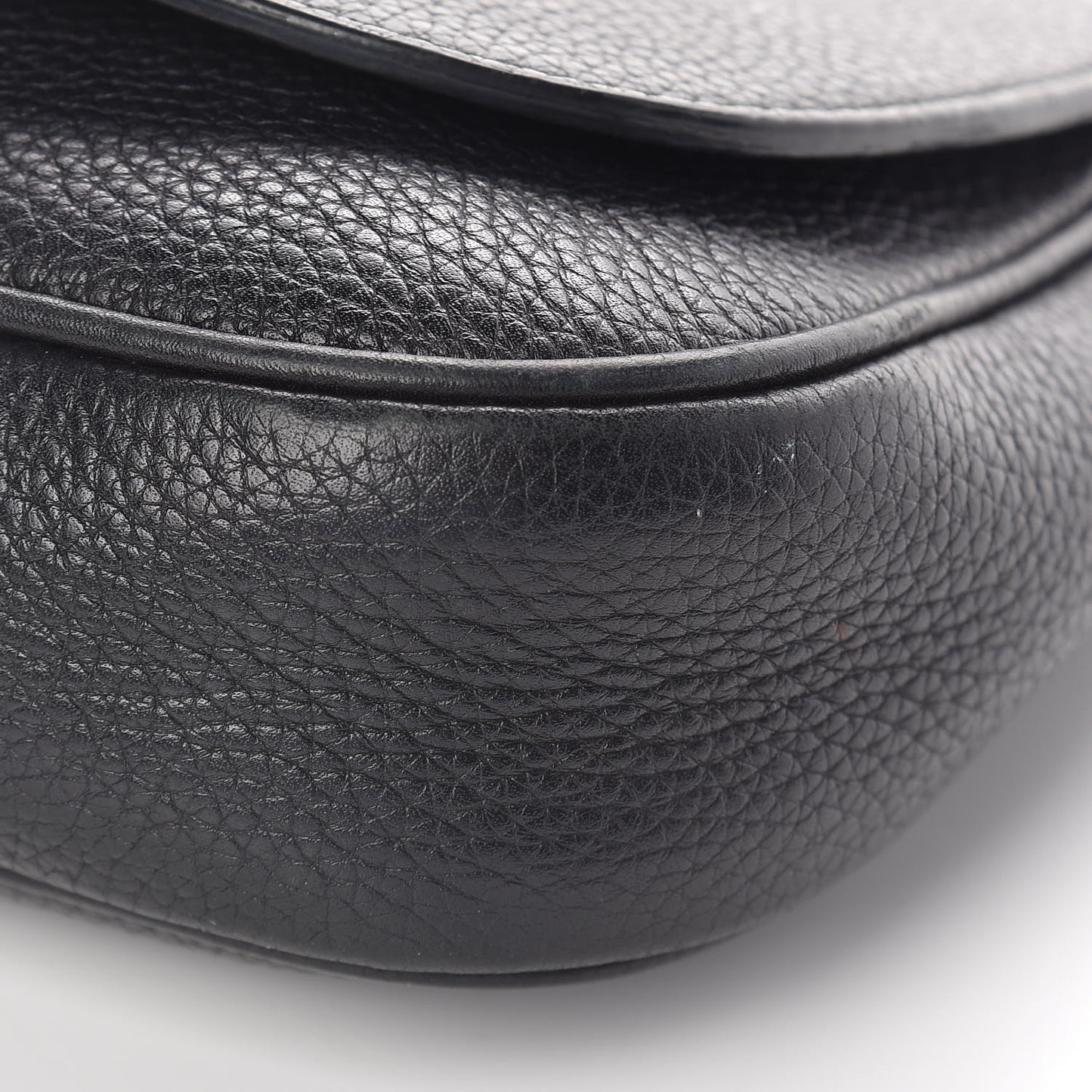 Pebbled Calfskin Medium Soho Flap Crossbody Black
