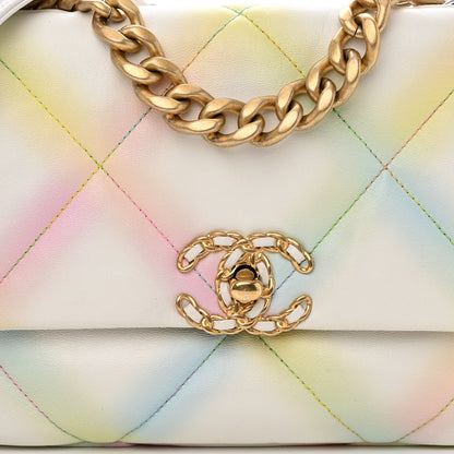 Chanel Printed Goatskin Quilted Medium Chanel 19 Flap White Multicolor 8 of 10