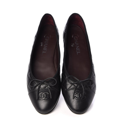 Chanel Aged Calfskin Quilted Cap Toe Ballerina Flats 39.5 Black 5 of 15