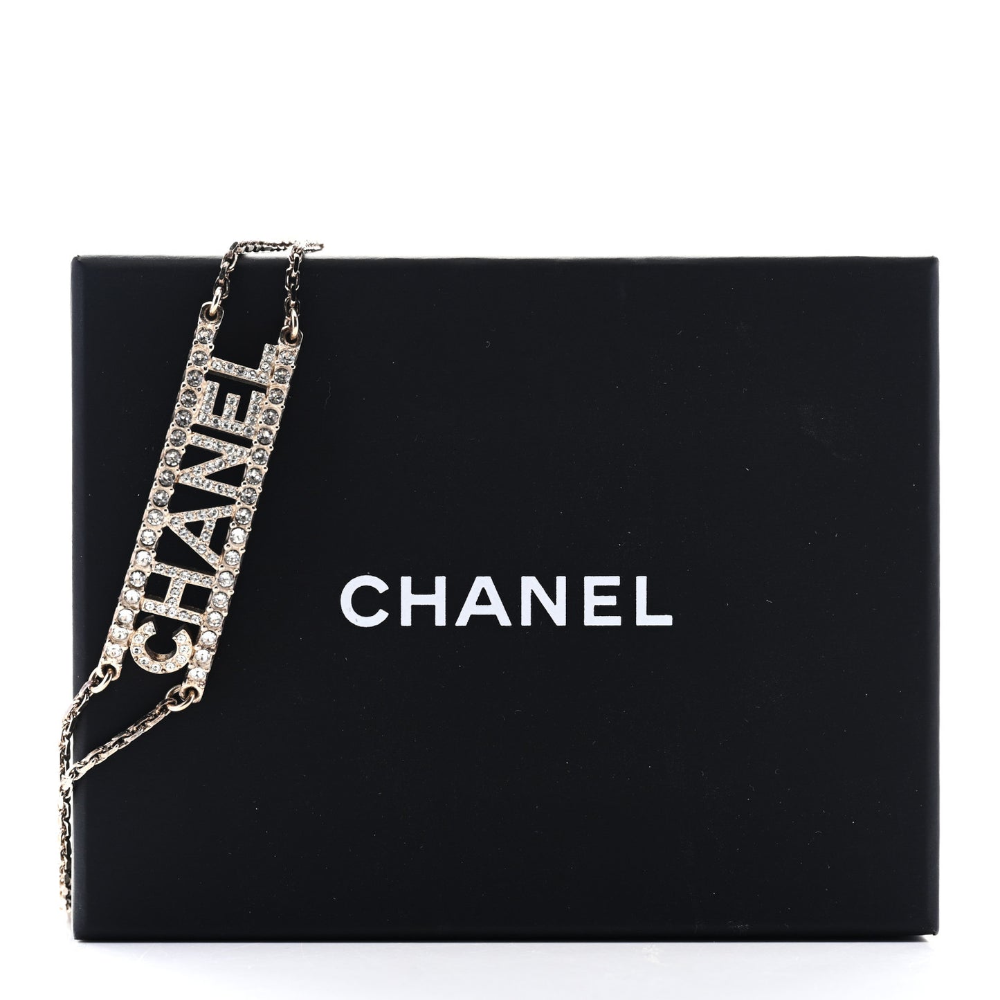 Metal Crystal Logo Choker Necklace Gold