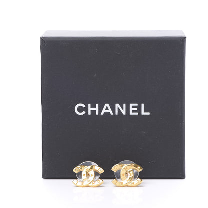 Chanel Metal CC Paris Button Stud Earrings Gold 5 of 5