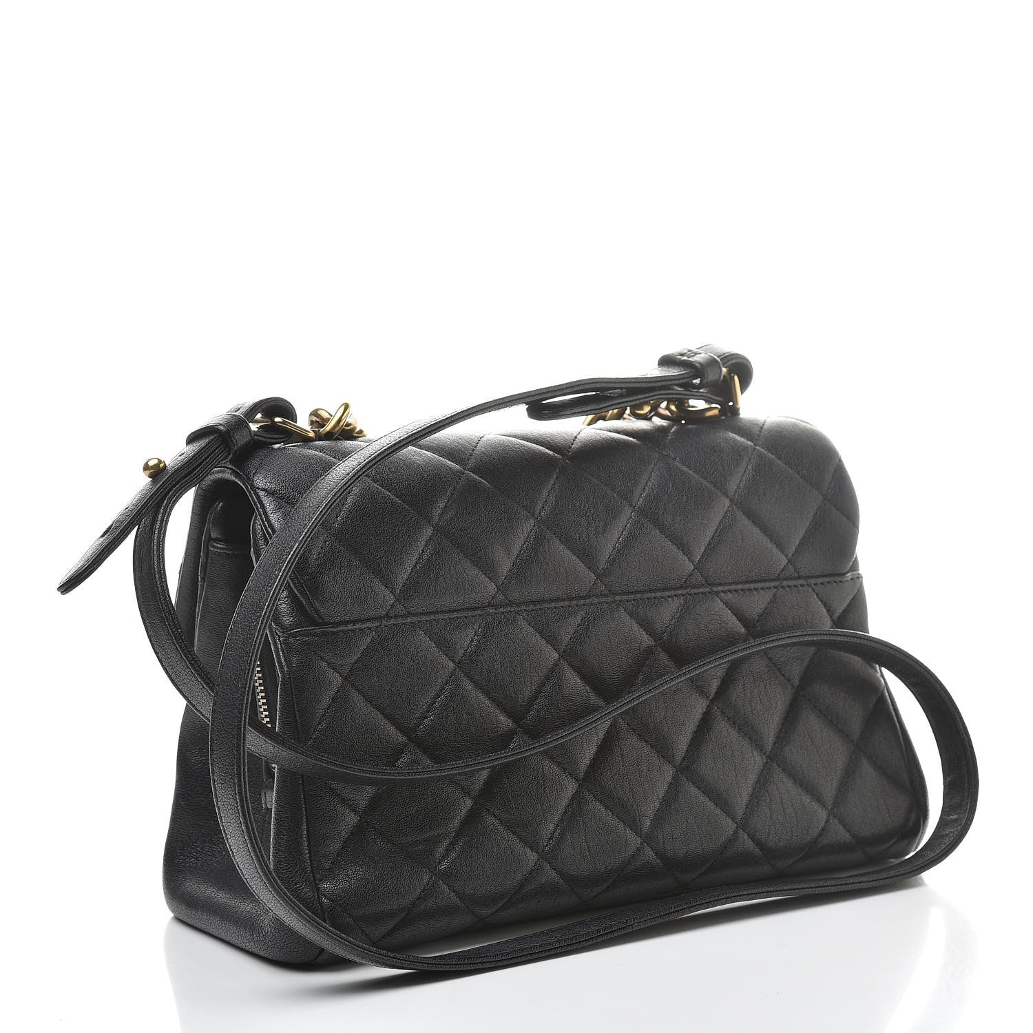 Chanel Shiny Sheepskin Quilted Small Trapezio Flap Black 3 of 12