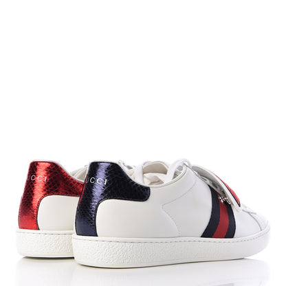 Gucci Calfskin Ayers Web Blind for Love Embroidered Womens Ace Sneakers 41 White 4 of 10