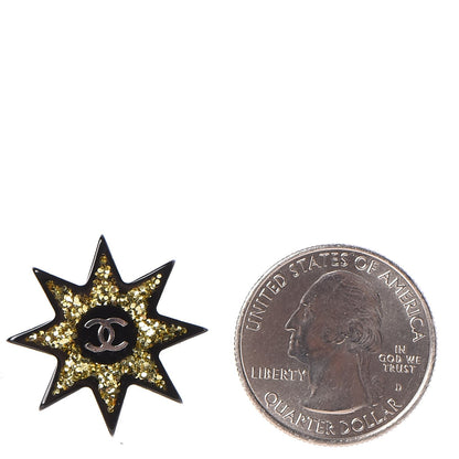 Chanel Resin Metal CC Star Earrings Black Gold 2 of 4
