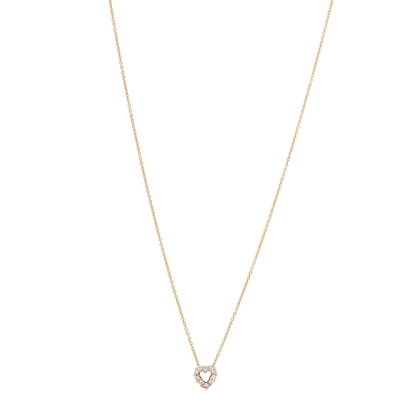 18K Yellow Gold Diamond Tiny Treasures Heart Pendant Necklace