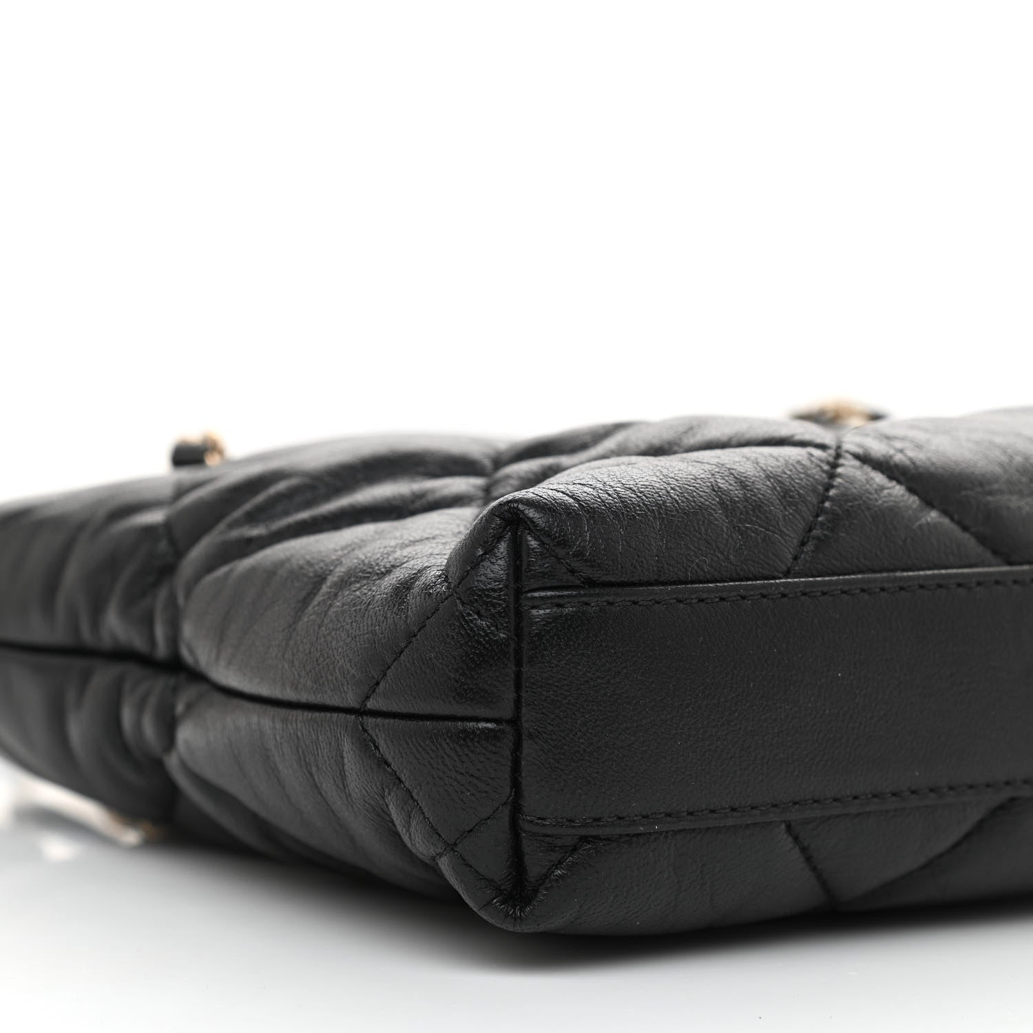 Chanel Lambskin Quilted Small Drawstring Shopping Bag Black 9 of 11