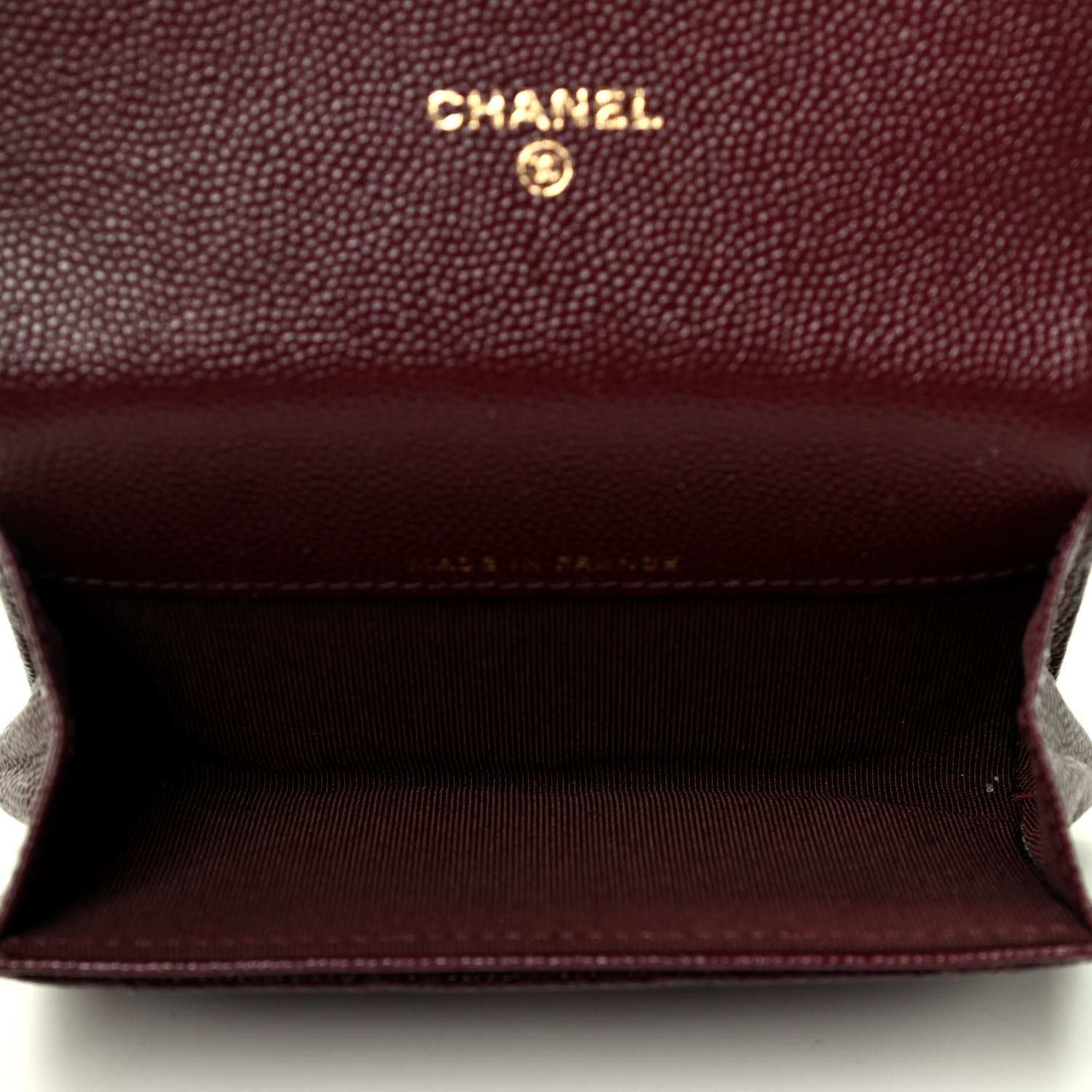Chanel Caviar Quilted Flap Card Holder Wallet Dark Red 4 of 4
