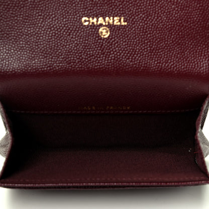 Chanel Caviar Quilted Flap Card Holder Wallet Dark Red 4 of 4