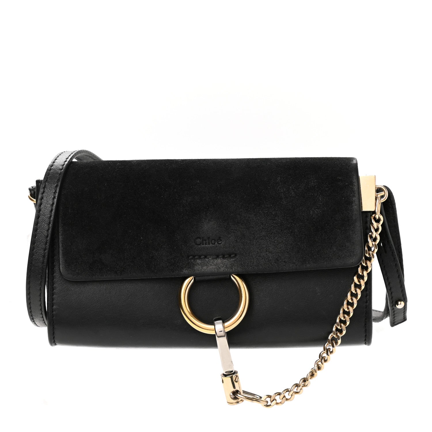 Chloe Suede Calfskin Mini Faye Shoulder Bag Black 1 of 12